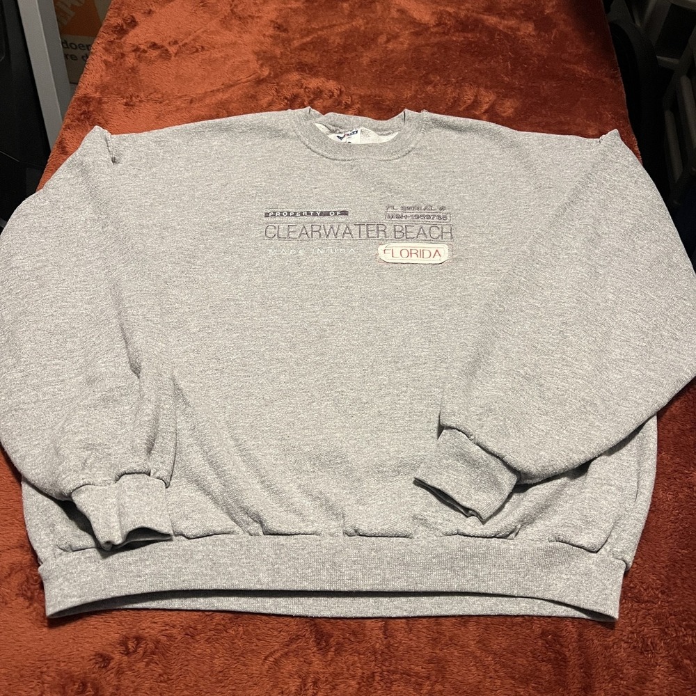 Clearwater Beach Sweatshirt Mens XL Florida Crewneck Jerzees Made USA Pullover